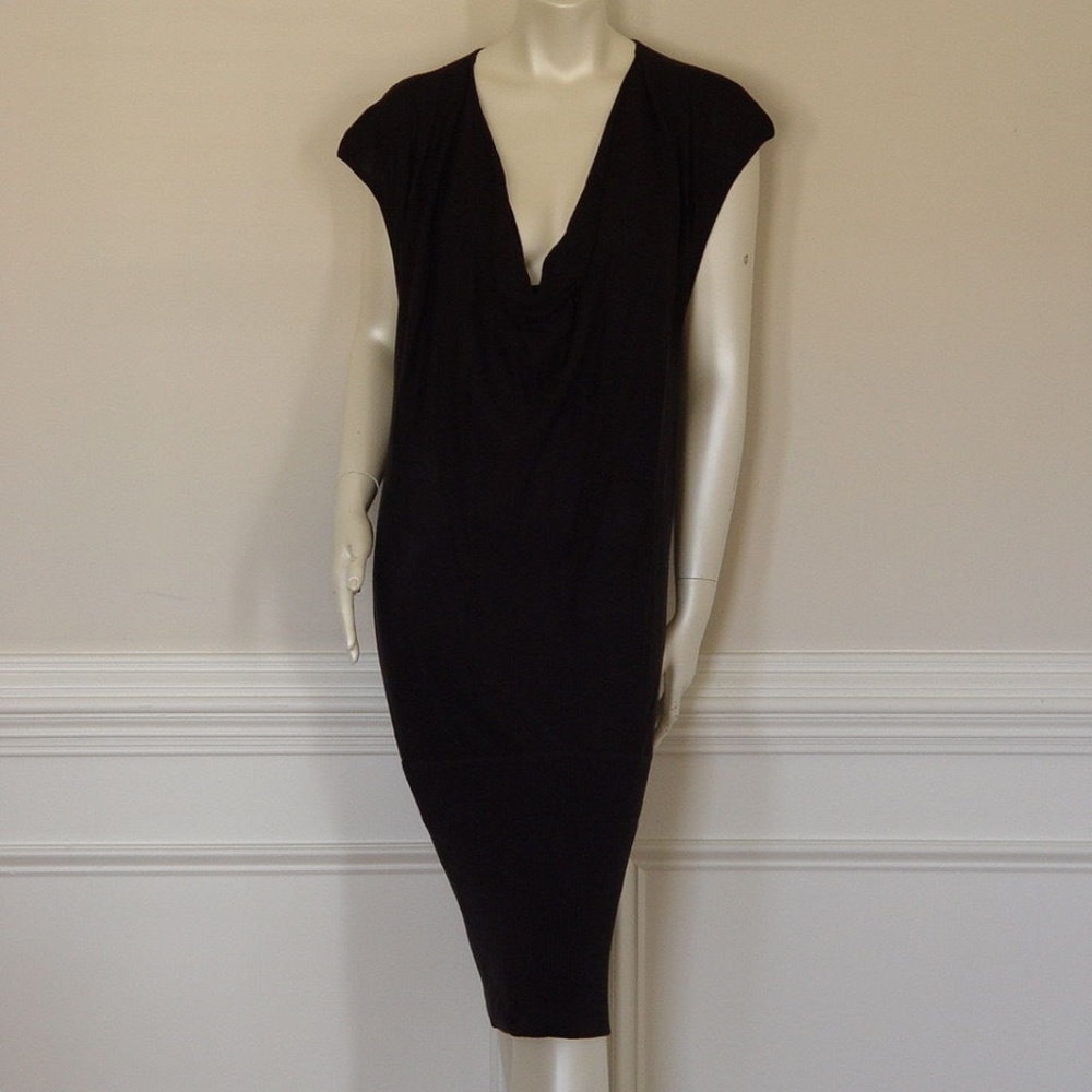 DIANE von FURSTENBERG BLACK COWLNECK DRESS -  MED